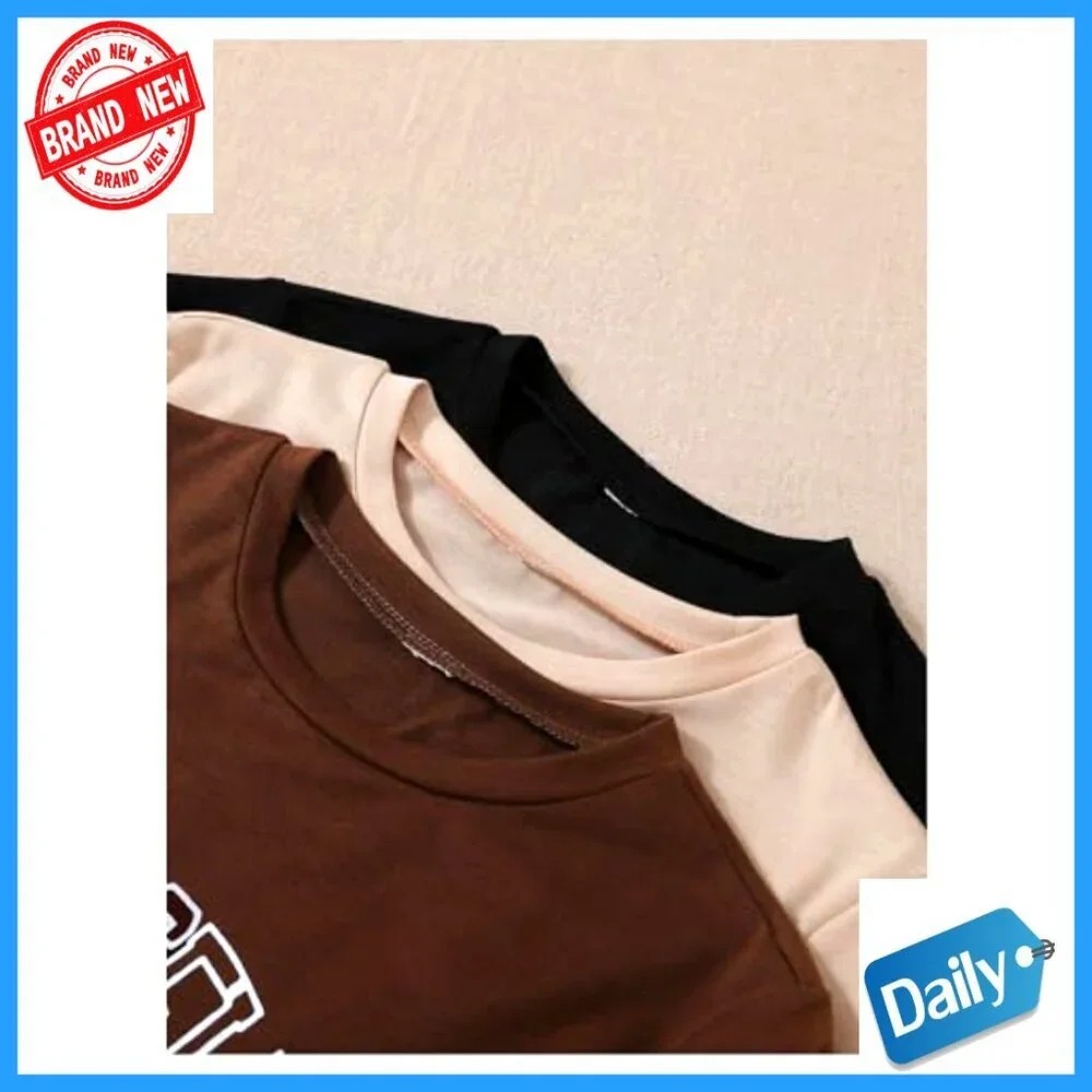 Girls' Short Sleeve Graphic Tees 3-Pack Summer Tops Crew Neck